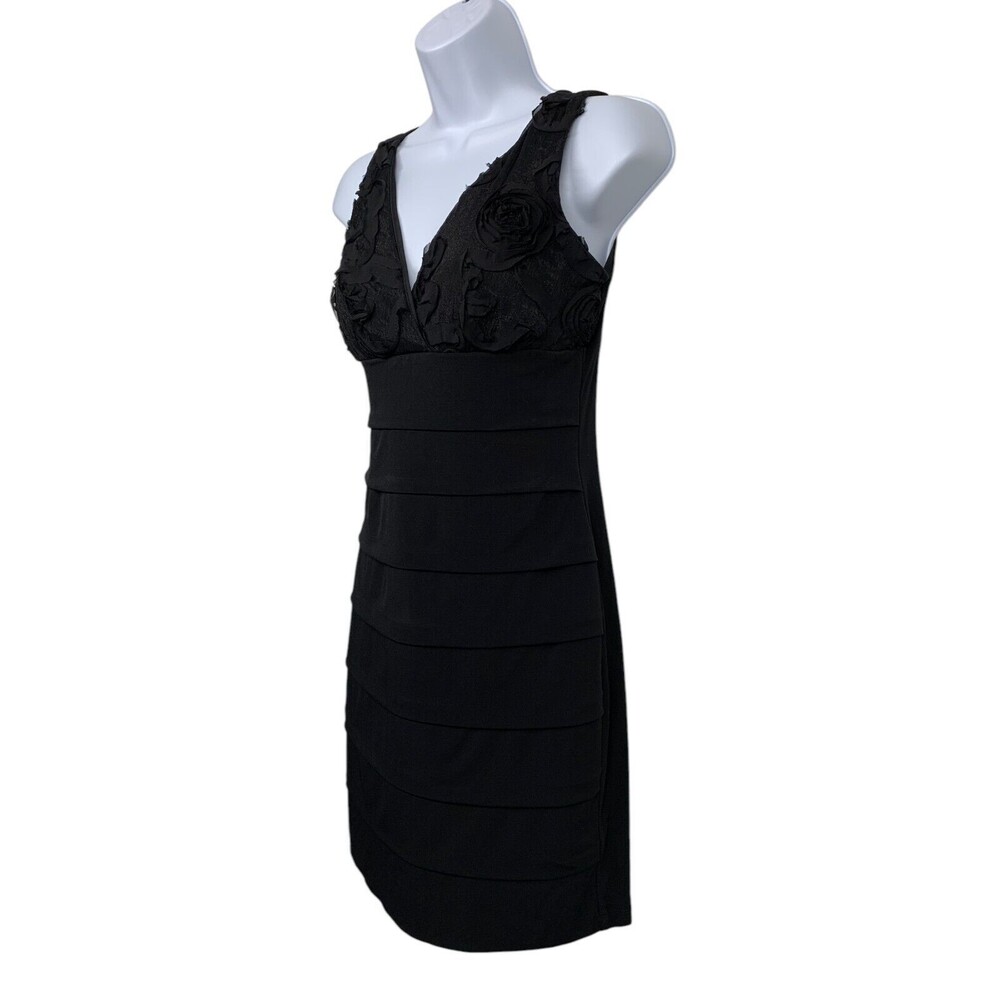 Enfocus Studio Women's size 6 Black Floral Bodice Sheath Dress Stretch Lined - Picture 5 of 9